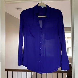 Express Purple Portfolio Button Down Top